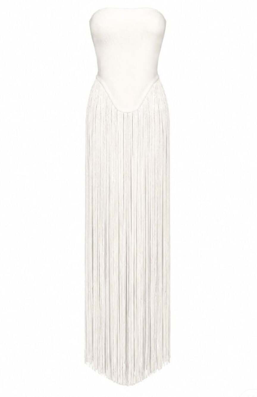 Bella Barnett Valentina Strapless Fringe Dress